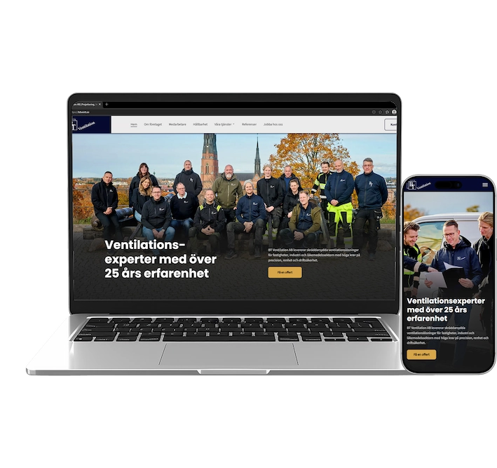 Bild på en laptop och en mobil som visar en webbplats
